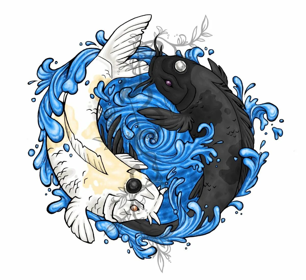 Китайские рыбы инь янь. Японские рыбки инь янь. Тату рыбки инь янь. Тату карпы инь янь. Инь янь рыбы значение.