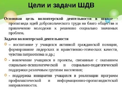 Задачи волонтеров