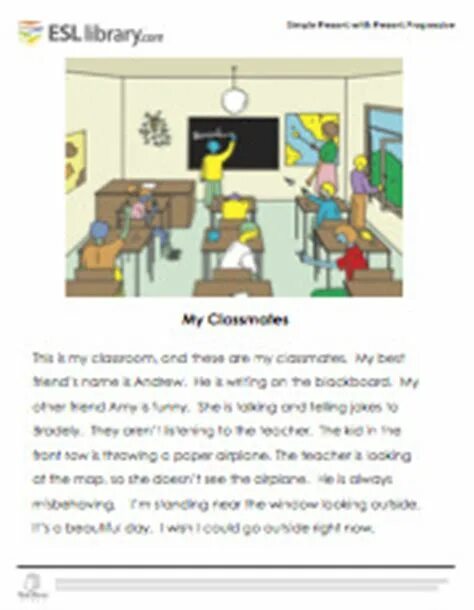 Esl library. Stories in present continuous. present continuous story. esl library com. past continuous story.