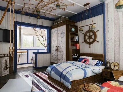 Морской стиль в интерьере - дизайн комнаты в морском стиле - как оформить своими