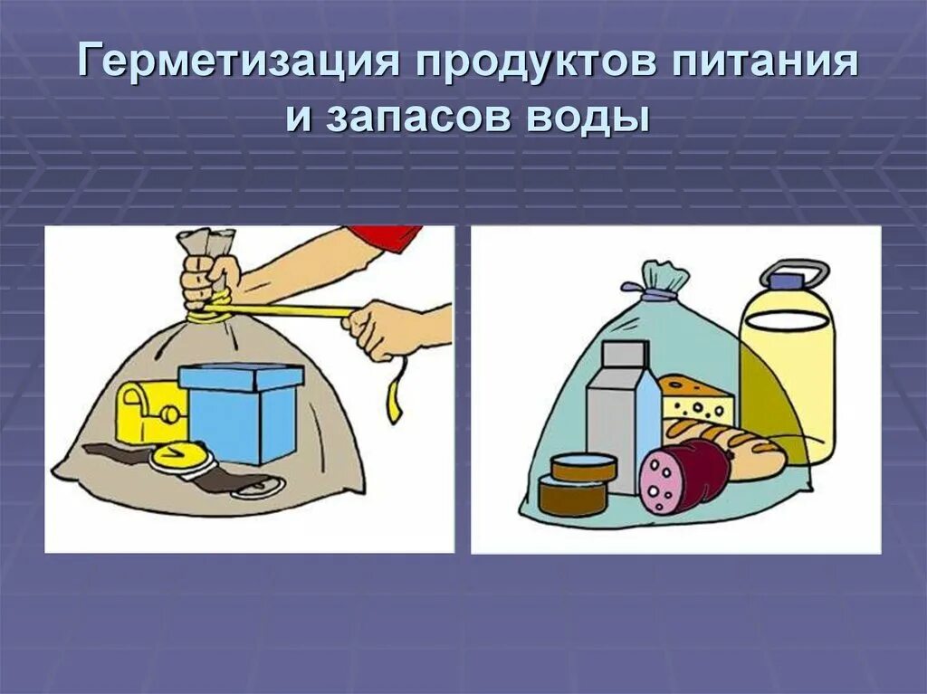 Защита продуктов питания и воды. Герметизация продуктов. Герметизация пищевых продуктов. Защита продовольствия и воды от заражения. Сделайте запас воды