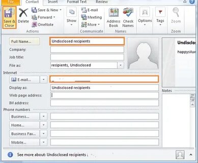 Recipient's contacts