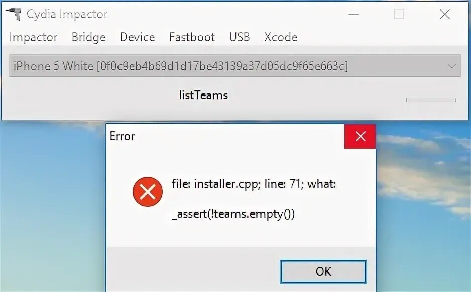 Cpp assert. Ошибка 173 Cydia Impactor. Cydia Impactor. File: http. Php; line: 37; what: _assert(code = = 200) Cydia.