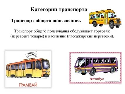 Виды пассажирского транспорта общего пользования