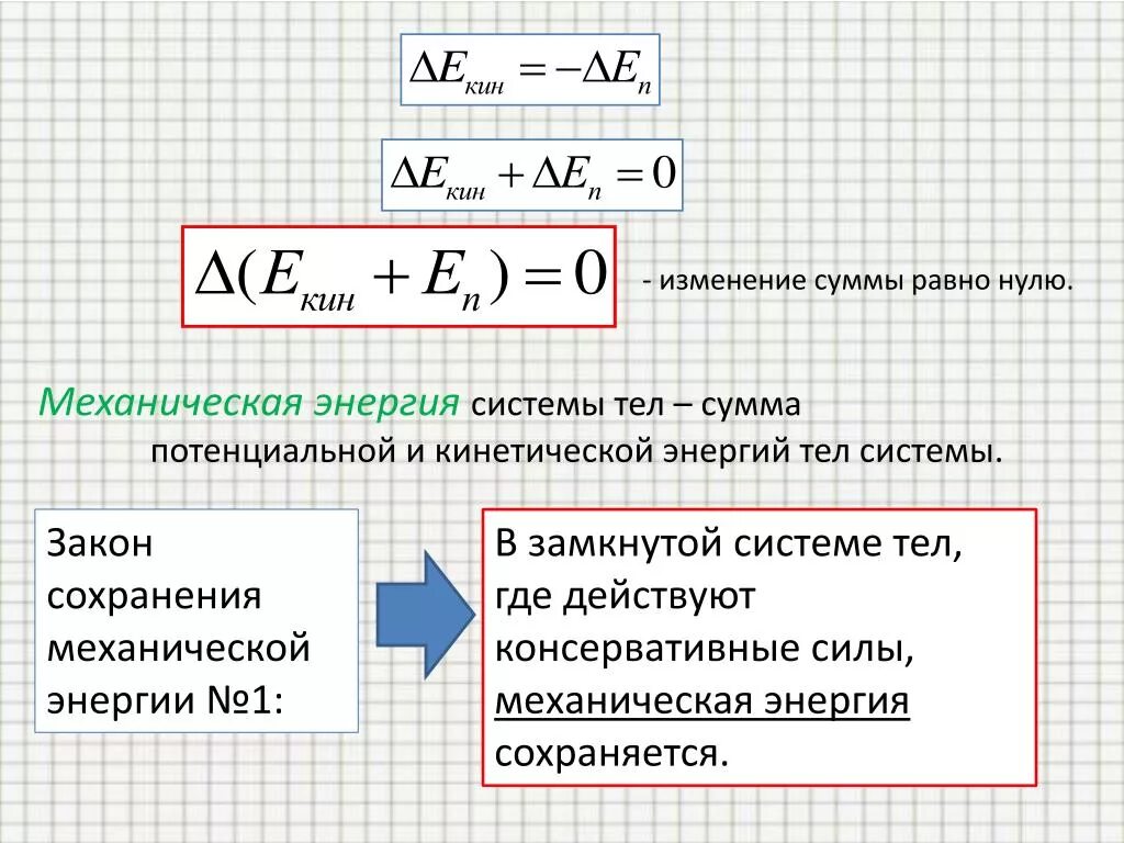 Изменение энергии равно совершенной. Сумма кинетической и потенциальной энергии. изменение потенциальной энергии формула. работа и изменение потенциальной энергии. изменение кинетической и потенциальной энергии.