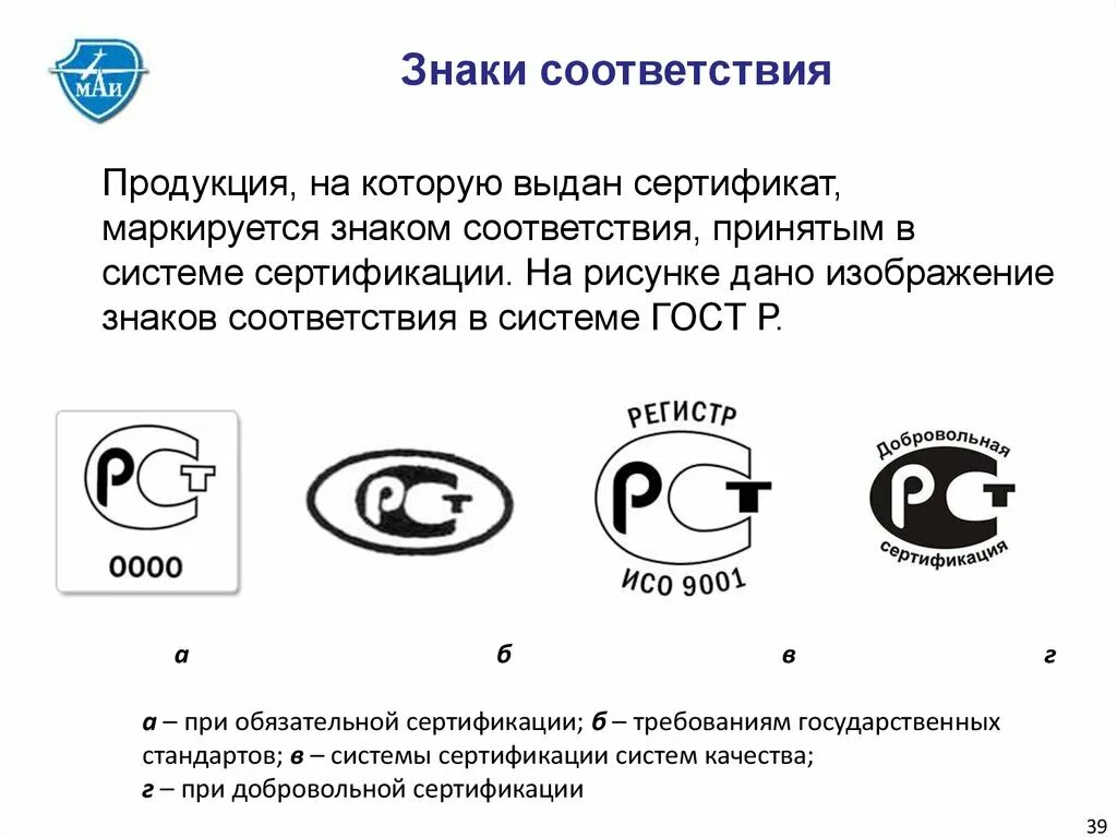 Описание знаков соответствия. Знак соответствия добровольной сертификации. Знаки соответствия стандартам качества. Знак соответствия при добровольной сертификации в системе ГОСТ Р. Знак соответствия при декларировании соответствия в системе ГОСТ Р.