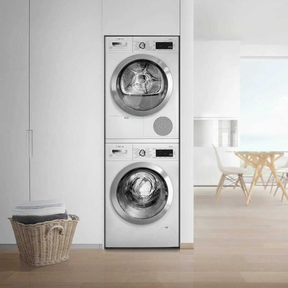 Можно ставить сушильную машину на стиральную. Bosch wtz11400. Стиральная и сушильная машина бош. Бош колонна стирально сушильная. Сушильная машина Bosch + стиралка.