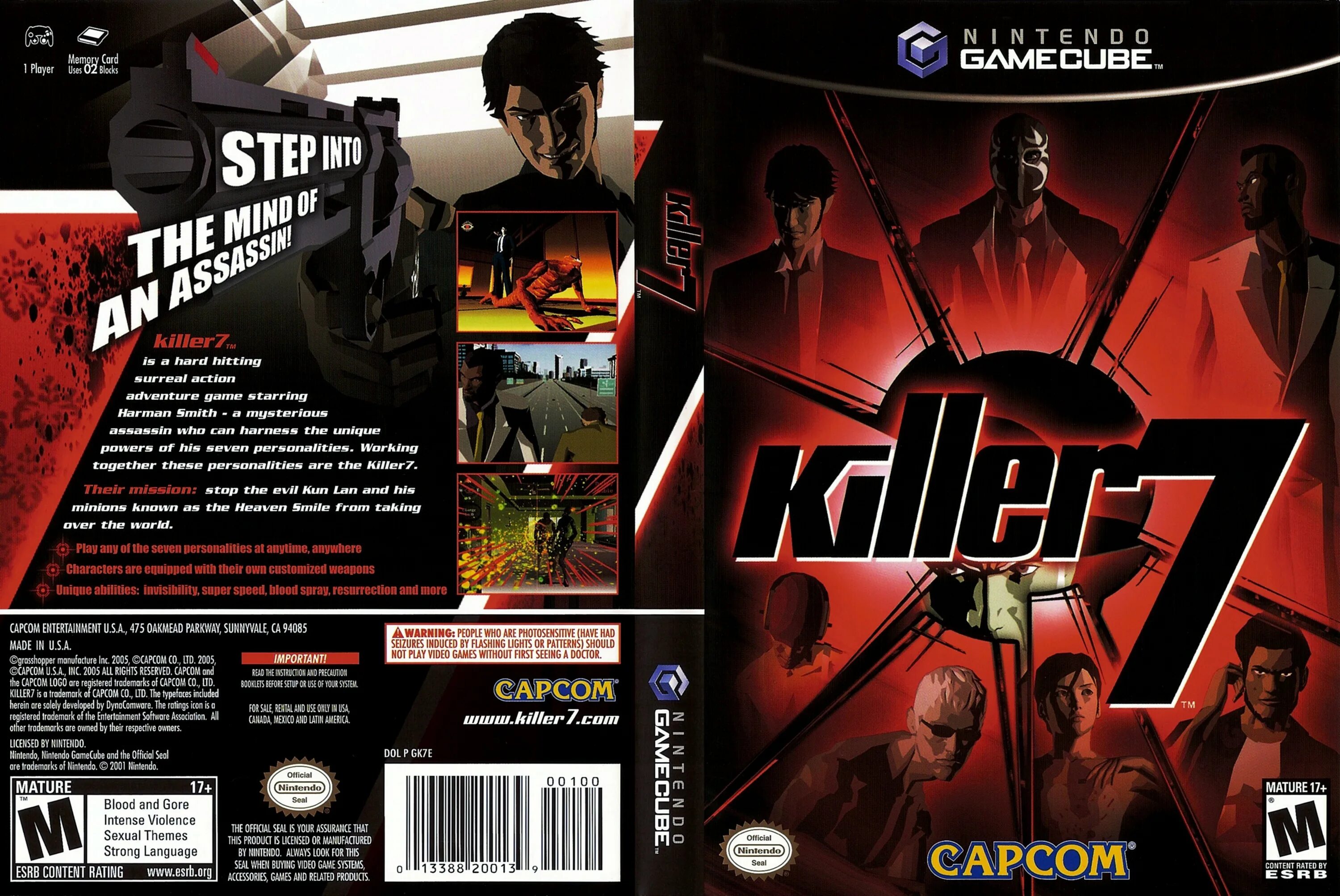 Killer com. Киллер Севен игра. Killer7 GAMECUBE. Killer 7 игра. Killer7 обложка.