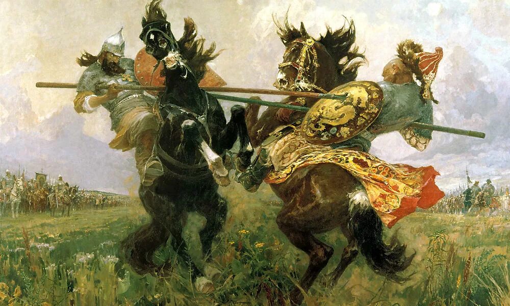 Участники куликовской битвы пересвет ягайло мамай. Пересвет и челубей куликовская битва. м. авилов «поединок пересвета с челубеем на куликовом поле». монах пересвет в куликовской битве.