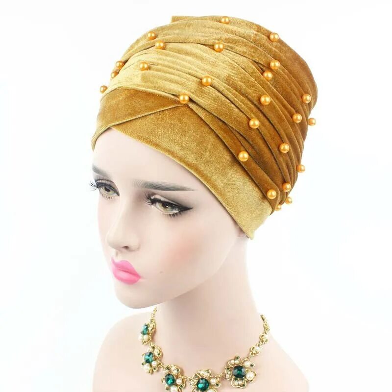 Индийская шляпа. Арабский головной убор для женщин. Тюрбан золотой. Тюрбан с бисером. Украшения на голову на хиджаб.