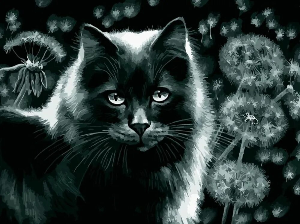 Белоснежка кот. Кошки Ирины Гармашовой алмазная мозаика.
