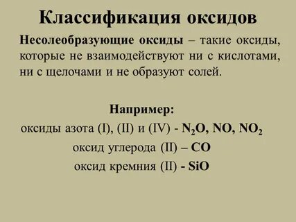 Название и формулы несолеобразующих оксидов