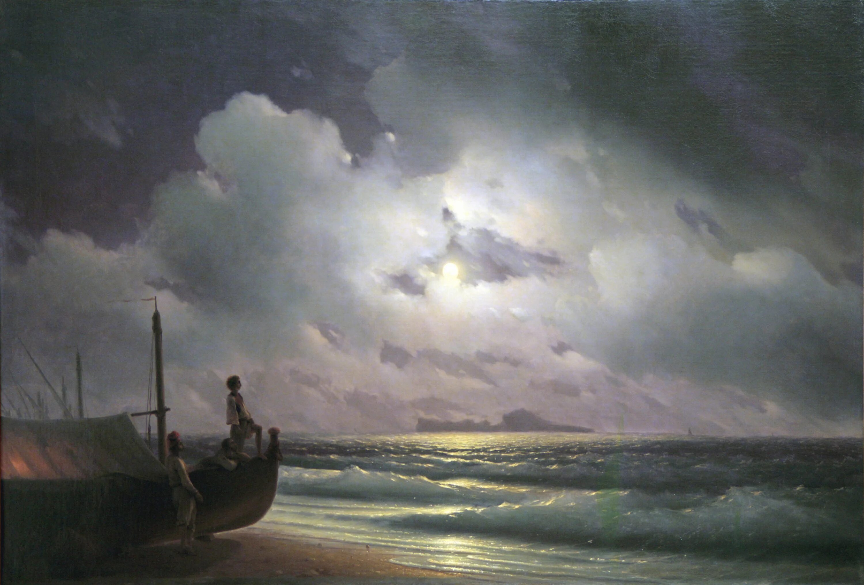 Лунная ночь Айвазовский 1843. Ивана Айвазовского «Лунная ночь на море» (1875)..