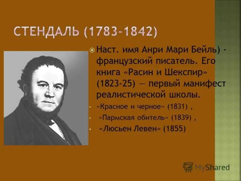 Стендаль Анри Мари Бейль. Стендаль Расин и Шекспир 1825. Стендаля (Анри Мари Бейль, 1783-1842),. Фредерик Стендаль писатель. Имена французских писателей