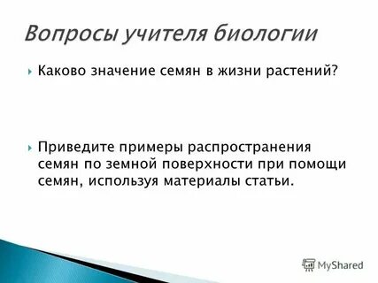 Значение семян в жизни растений
