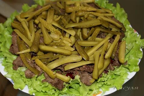 Мясо с огурцами рецепт