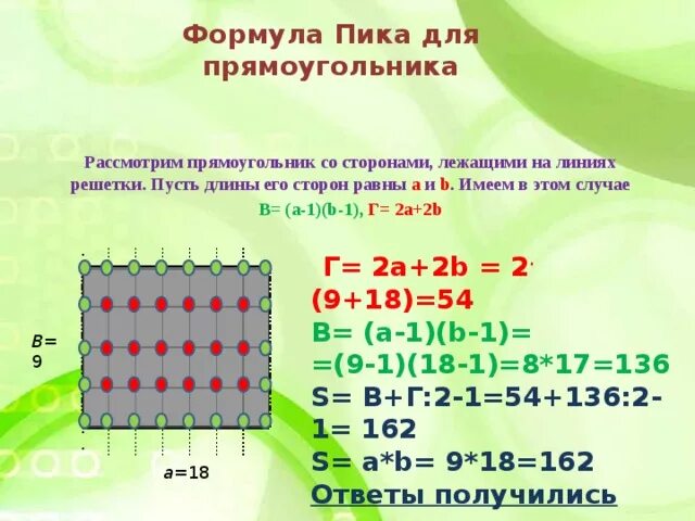 Формула пика прямоугольник. Площадь прямоугольника по формуле пика. Формула пика площадь прямоугольника. Формула пика задачи. Прямоугольник со сторонами по линии сетки