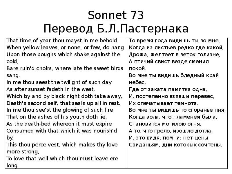 Сонет 73 Шекспир. 66 Сонет Шекспира на английском. 130 Сонет Шекспира в переводе Пастернака. Сонет Шекспира на английском с переводом.