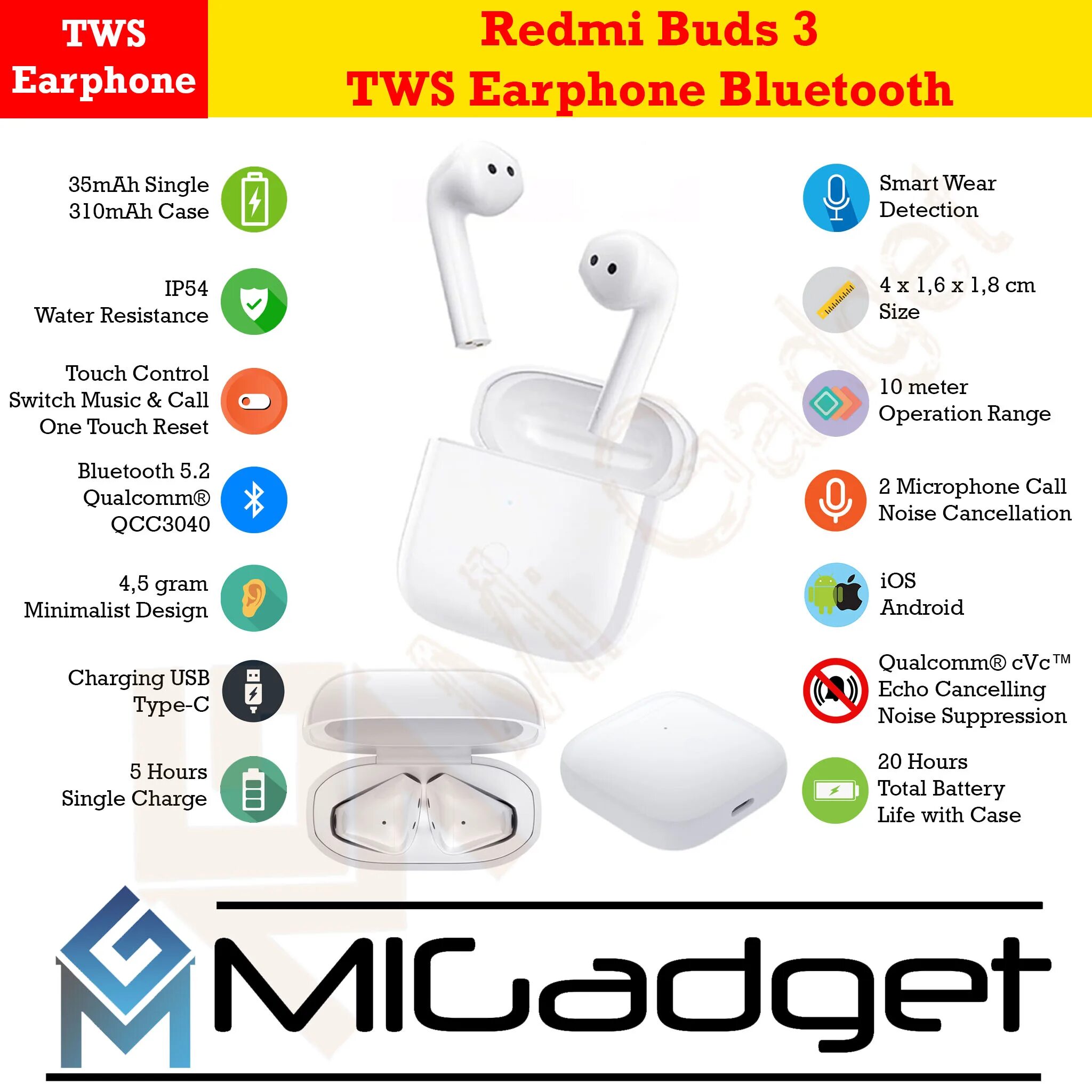 Наушники tws xiaomi buds 4 active