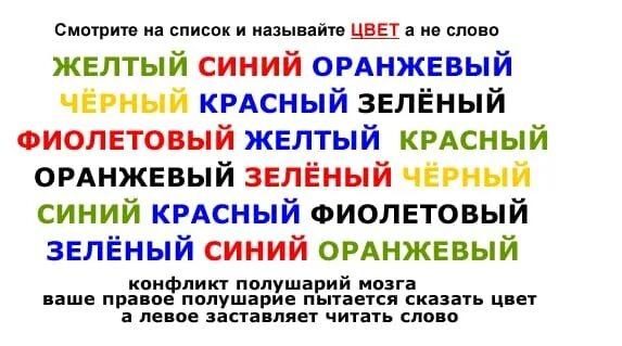 Тест цвет слова. Цветные слова для мозга. Цветные слова упражнение для мозга. Цветные слова для работы мозга. Называть цвета написанные другим цветом.