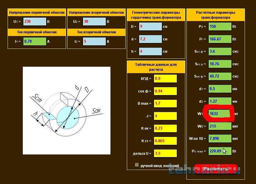 Мощность тороидального трансформатора по сечению магнитопровода. Сечение сердечника и мощность трансформатора. Как рассчитать обмотки тороидального трансформатора. Рассчитать габаритную мощность тороидального трансформатора. Площадь поперечного сечения тороидального сердечника.
