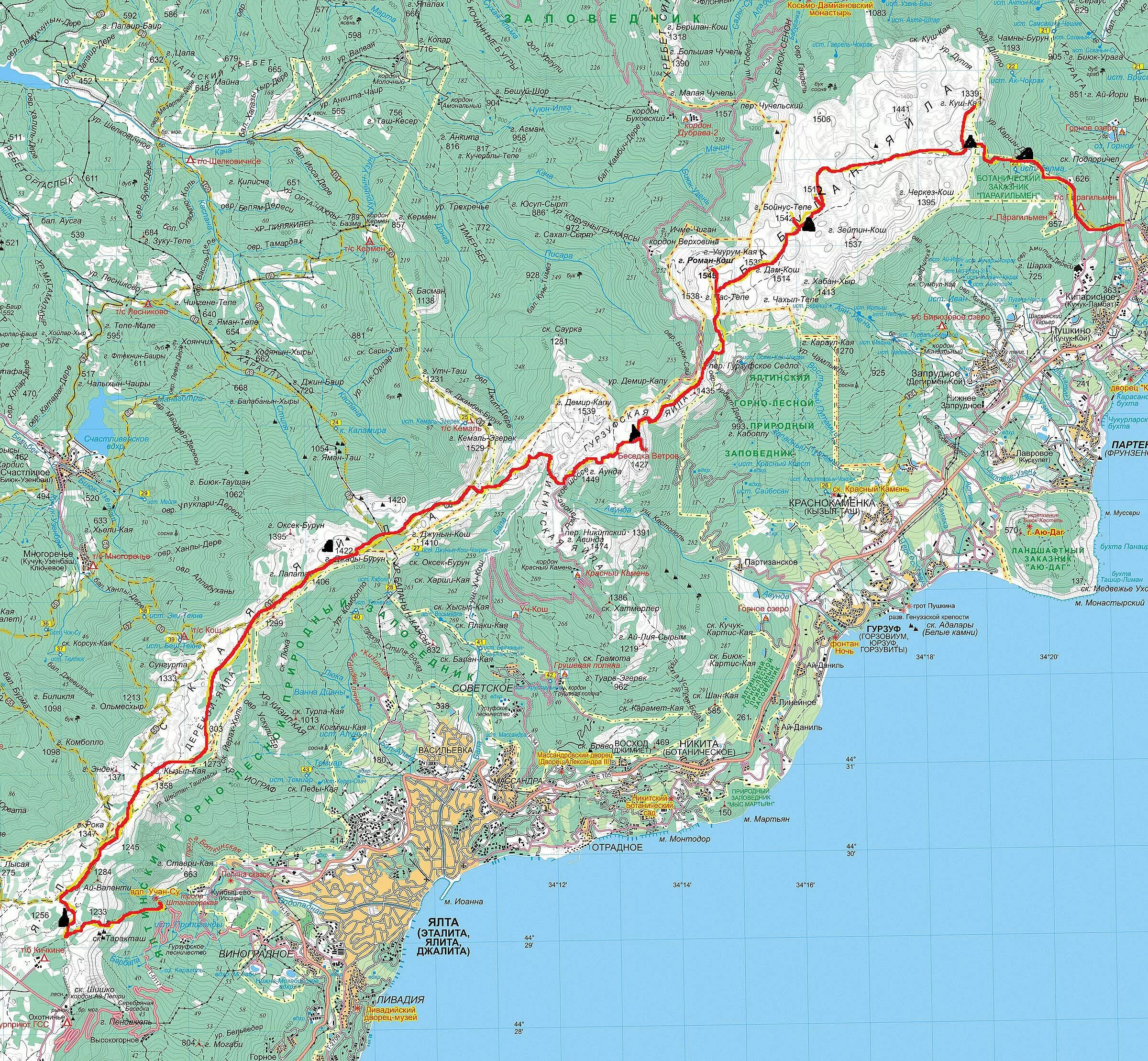 Тропа Ялта маршрут. Царская тропа в Ялте Подробный план. Ялтинская яйла на карте. Крымские горы тропы карта.