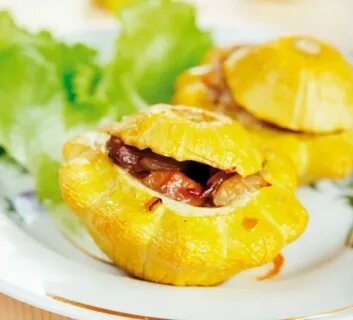 Патиссоны с грибами в духовке