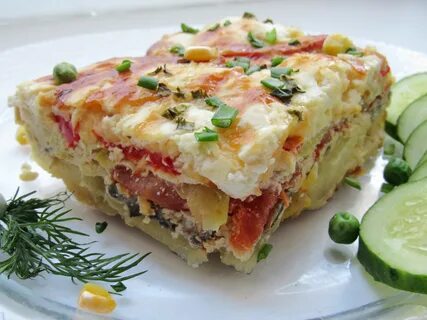 Овощи с мясным фаршем в духовке