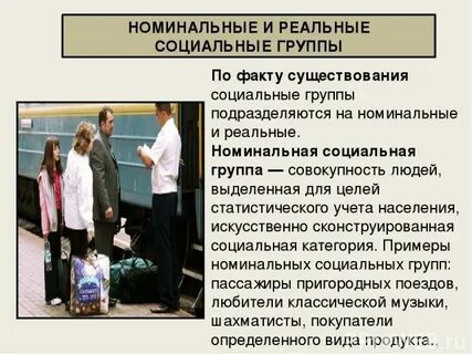 Виды социальных групп реальные