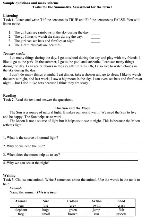 Sample questions and mark scheme. Sample questions and mark scheme