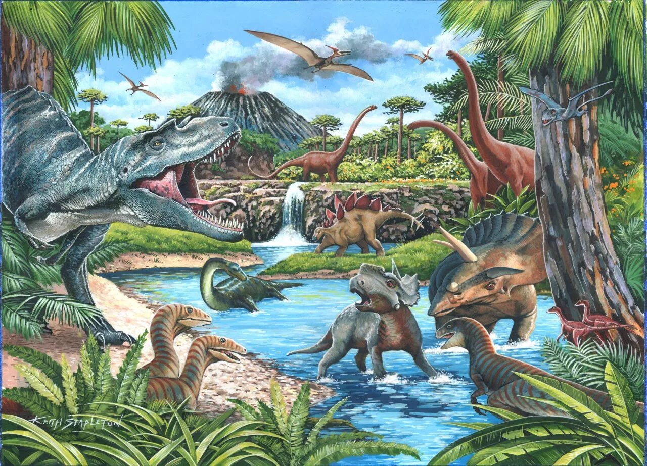 Пазл 1000 Eurographics: динозавры Юрского периода. Мир динозавров. Природа в эпоху динозавров. Путешествие в эру динозавров. Урок мир динозавров
