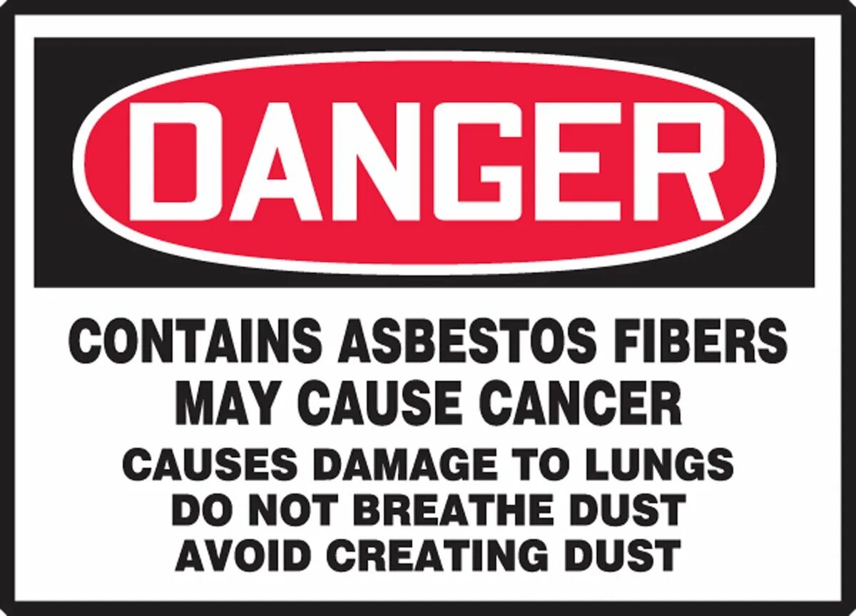 Warning contains. Danger contains. avoid dust. danger dust hazard breathing dust will cause death. asbestos containing materials.