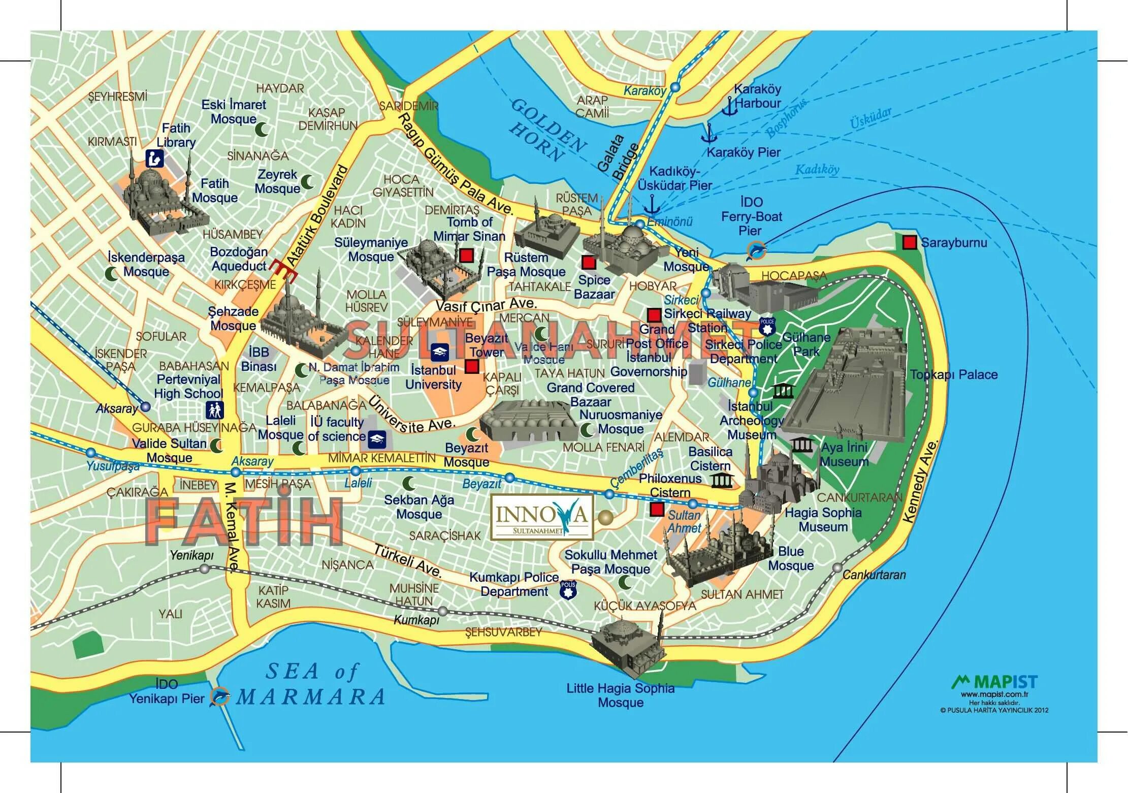 Султанахмет на карте Стамбула. Площадь Султанахмет в Стамбуле на карте. Карта Стамбула на русском языке с достопримечательностями. Район Лалели в Стамбуле на карте.