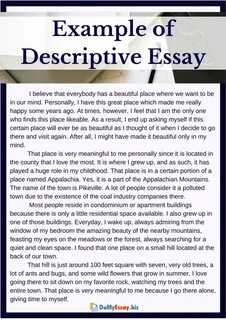 Gallery of Descriptive Essay Examples College.