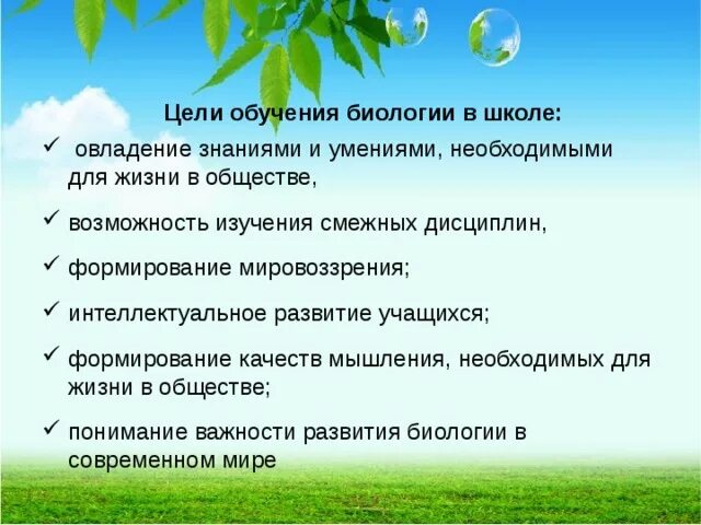 Методы преподавания биологии в школе. Цели биологического образования. Задачи школьного биологического образования. Цели обучения. Изучение биологии в школе