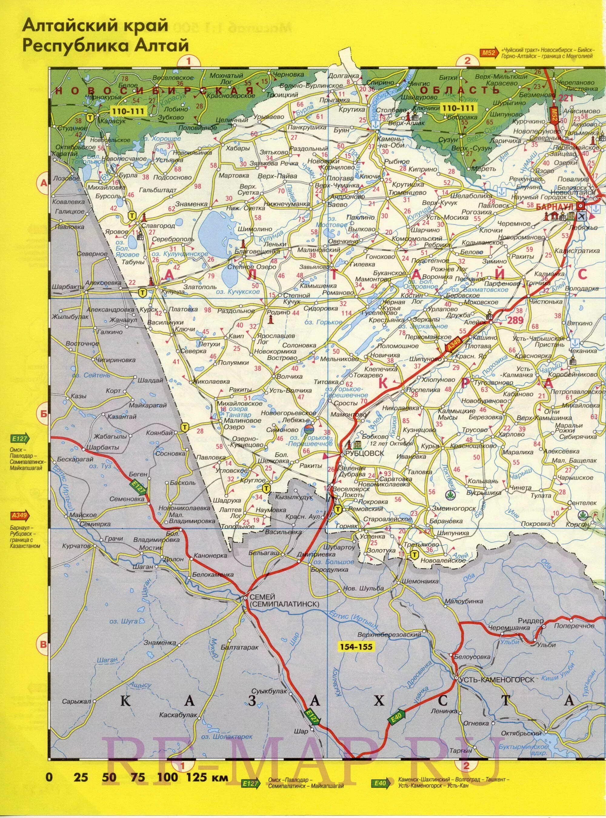 Карта алтайского края расстояния