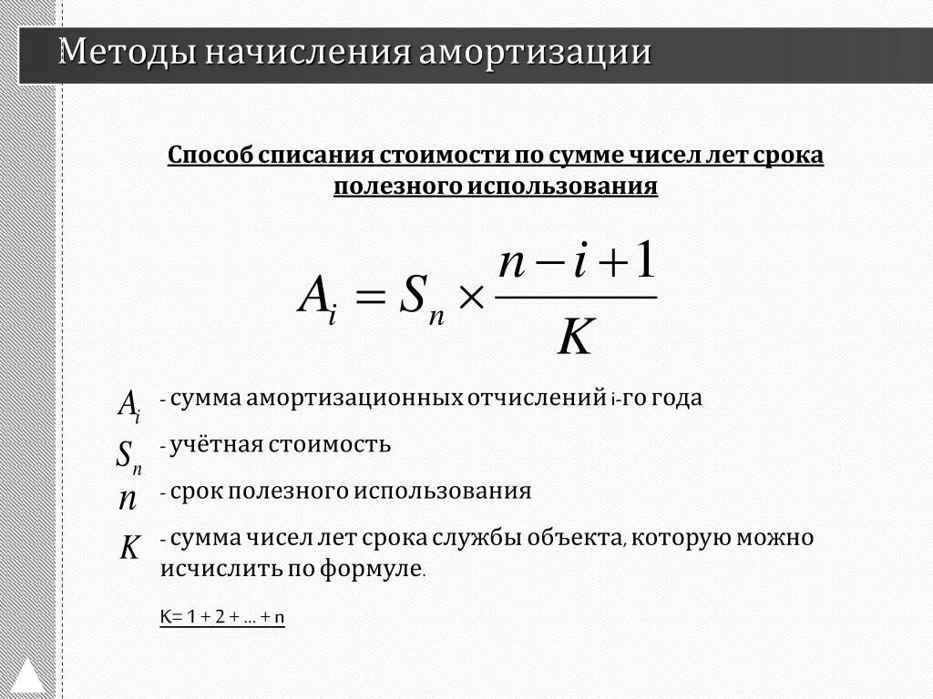 Период начисления амортизации. Кумулятивный метод начисления амортизации формула. Линейный способ начисления амортизации формула. Формулы для расчета суммы начисленной амортизации линейным методом. Кумулятивный метод амортизации формула.