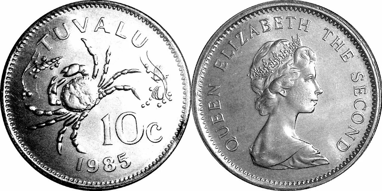 1981 год какая страна. Монеты 1981. 5 Центов Тувалу монета. 10 Центов Тувалу монета. Монета Канады 1 цент 1985 г.
