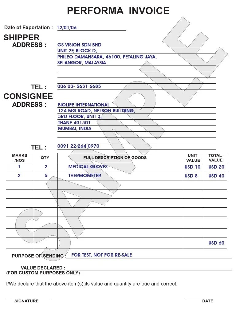 Value for Customs purposes only. The Invoice. Customs Invoice. Invoice not for sale. Custom only