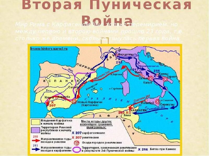 Годы второй Пунической войны Рима с Карфагеном. Территория карфагена к началу 1 пунической войны