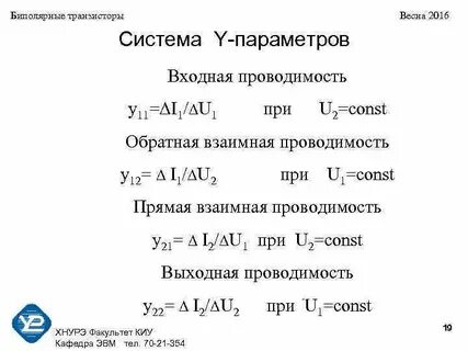 Входная проводимость ветви
