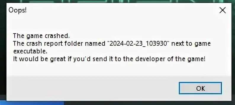 The crash folder named