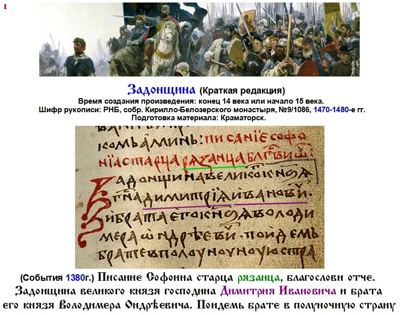 Задонщина читать. Задонщина читать