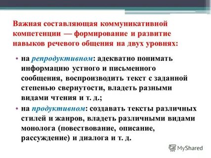 Составляющими коммуникативной компетенции являются