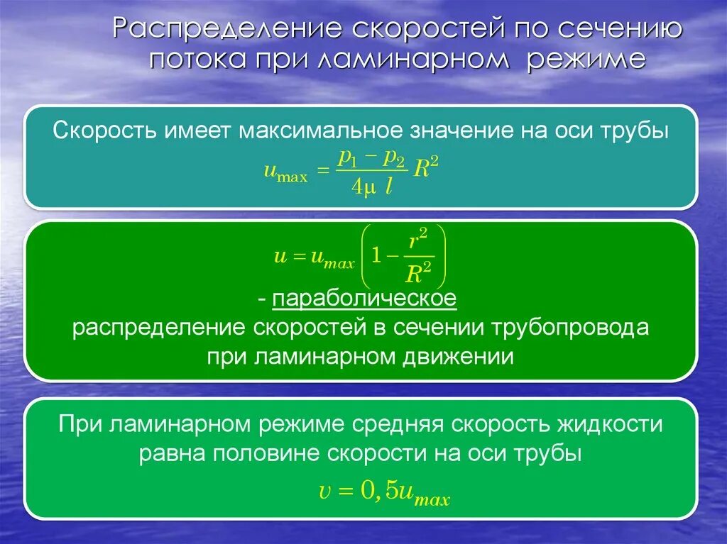 Предельные режимы. Распределение скоростей по сечению потока. Распределение скоростей по сечению потока при ламинарном. Закон распределения скоростей по сечению. Скорость при ламинарном режиме.