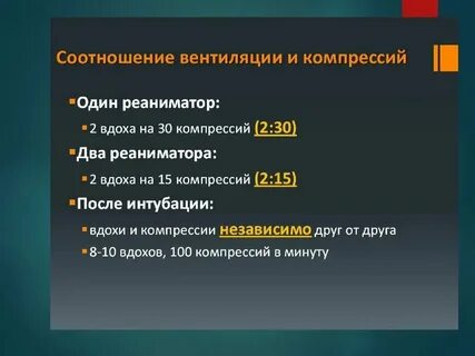 Соотношение компрессия вентиляция