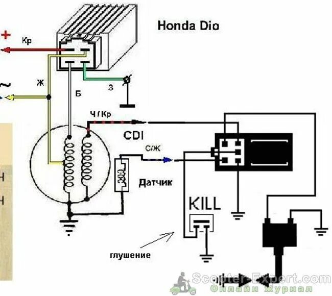 Какое напряжение на скутере. Схема замка зажигания Honda Dio 18. Коммутатор зажигания скутера 2т Honda Dio. Коммутатор на скутер Хонда дио 27. Замок зажигания Honda Dio 27 схема.