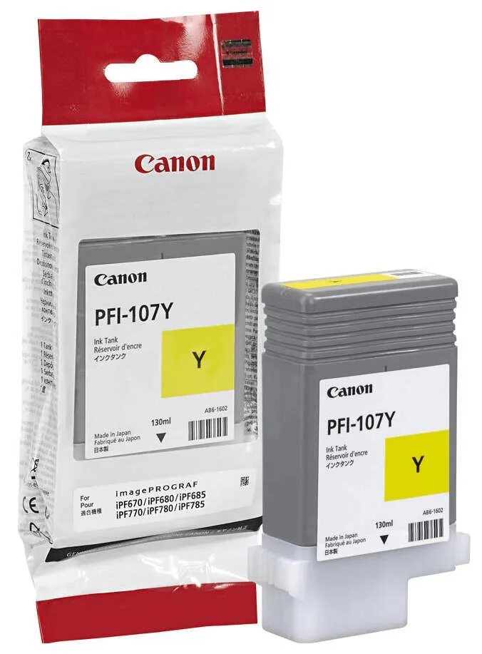 Картридж Canon PFI-107y. Картридж Canon PFI-107 Yellow. Картридж PFI-107y 130 мл. PFI-107y. Желтые картриджи canon