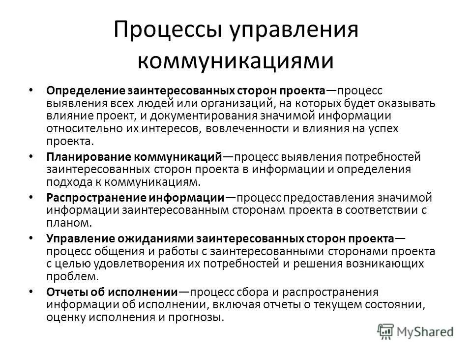 Определение и структура процесса коммуникации в проекте