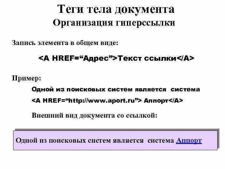 Я буду адресов текст. Теги тела документа. Тело документа. Является правильно организованной гиперссылкой. Тег определяющий тело документа.